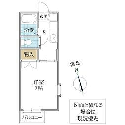 アーバンプレイスB 1Kの間取図画像