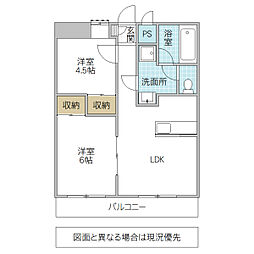 OUTLOOK KASAHARA 4階2LDKの間取り
