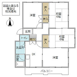 勝田プリンスマンションB 4DKの間取図画像