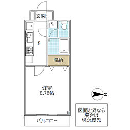 HYDE PARK MITO 4階1Kの間取り