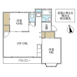 笠原コーポ 2LDKの間取図画像