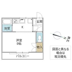 メゾン桜川 102号室 1階1Kの間取り