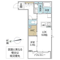 グランエルピス 1階1LDKの間取り