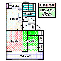 東大島マンション 2DKの間取図画像