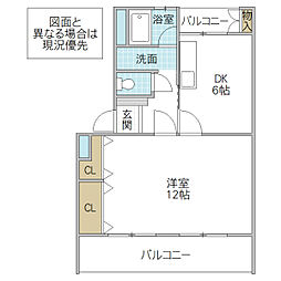 東大島マンション 1DKの間取図画像