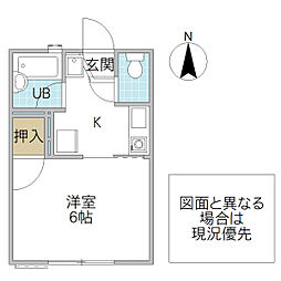 プライム鷹匠 1Kの間取図画像