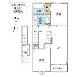 ルシエル I 2階2LDKの間取り