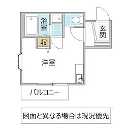 サンライズ福甚 2階ワンルームの間取り