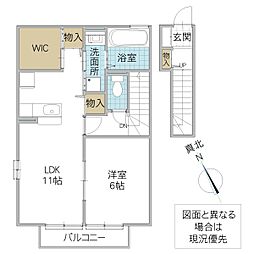 プレアデス見川D 1LDKの間取図画像