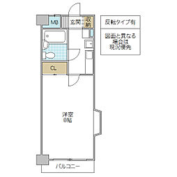 フローラ姫子 1Kの間取図画像