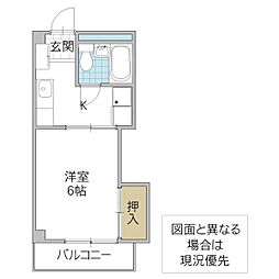 プレリ西大島 1Kの間取図画像
