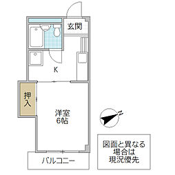 プレリ西大島 1Kの間取図画像