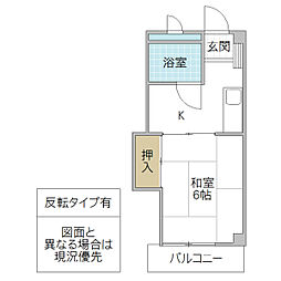 プレリ西大島 1Kの間取図画像