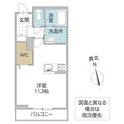 バレヌブルー元山 202号室 2階ワンルームの間取り