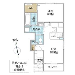 クレール ストーン II 102号室 1階1LDKの間取り