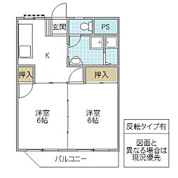 La Luce 1階2DKの間取り