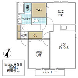 ウイングSASANOB 2LDKの間取図画像