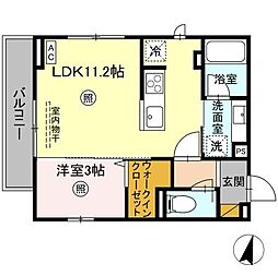 プラデーラ 205号室 2階1LDKの間取り