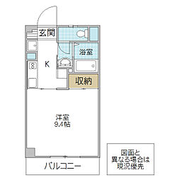 アンバサダー 1Kの間取図画像