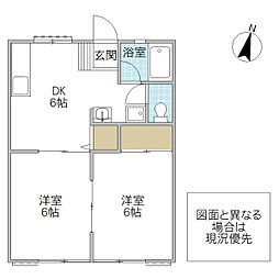 勝倉コーポA 2DKの間取図画像