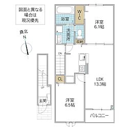 ヴィオラ C 2階2LDKの間取り