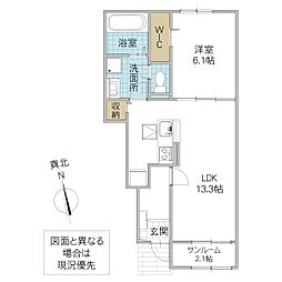 ヴィオラ C 104号室 1階1LDKの間取り