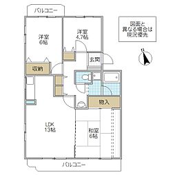 ガーデンプラトー河和田C棟 3LDKの間取図画像