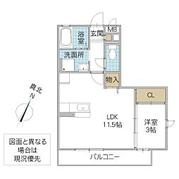 レジュウィール 1LDKの間取図画像