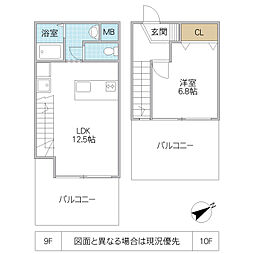 メビウス 10階1LDKの間取り