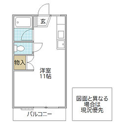パレットハイツ ワンルームの間取図画像