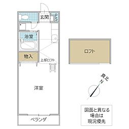 ウィンズフィールドD ワンルームの間取図画像