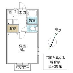 セカンドハウス II 2階1Kの間取り