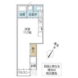 レーガベーネ渡里 103号室 1階ワンルームの間取り