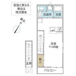 レーガベーネ渡里 2階ワンルームの間取り