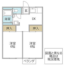 コーポT&K 2DKの間取図画像