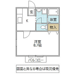 フォーユーワン 1Kの間取図画像