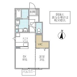 メゾン・ド・ティアラ 1階1LDKの間取り