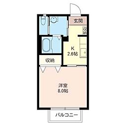 コンフォールメゾン A 1階1Kの間取り