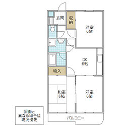 フォーライフ元吉田 3DKの間取図画像