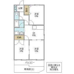 フォーライフ見川 1階3DKの間取り