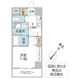 グラーヴェ三の丸 13階1Kの間取り
