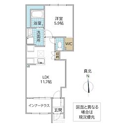 グランフェリシア(Grand Felicia) 1LDKの間取図画像