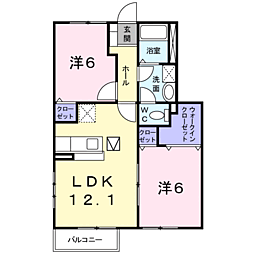 ロアールメゾン 1階2LDKの間取り