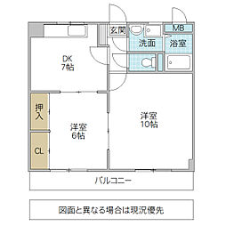 New108 2DKの間取図画像