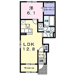 シャルマン酒門 R 1階1LDKの間取り