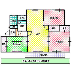 新荘ハイツ 2階3LDKの間取り