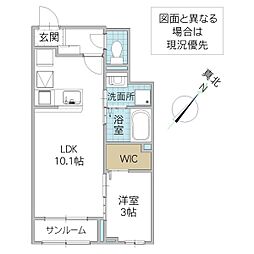 フランアンジュ VII 1階1LDKの間取り