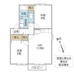 グレイススクエアA 2LDKの間取図画像