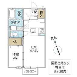 ソレイユレバンA 1LDKの間取図画像