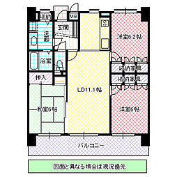 サーパス末広町 8階3LDKの間取り